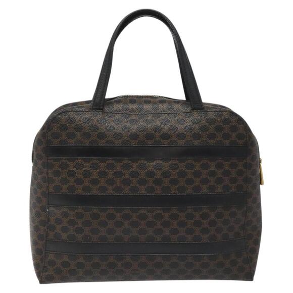 CELINE Macadam Canvas Hand Bag Pvc Leather Black - Picture 3 of 13